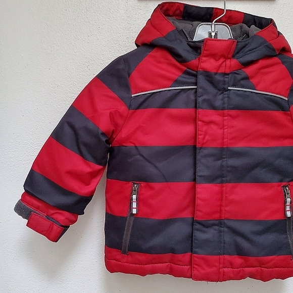 Cherokee Boys Warm Winter Jacket with Black and Red Horizontal Stripes Size 2T - Picture 5 of 14
